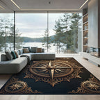 Ornate Bronze Antiqued Nautical Compass Rug