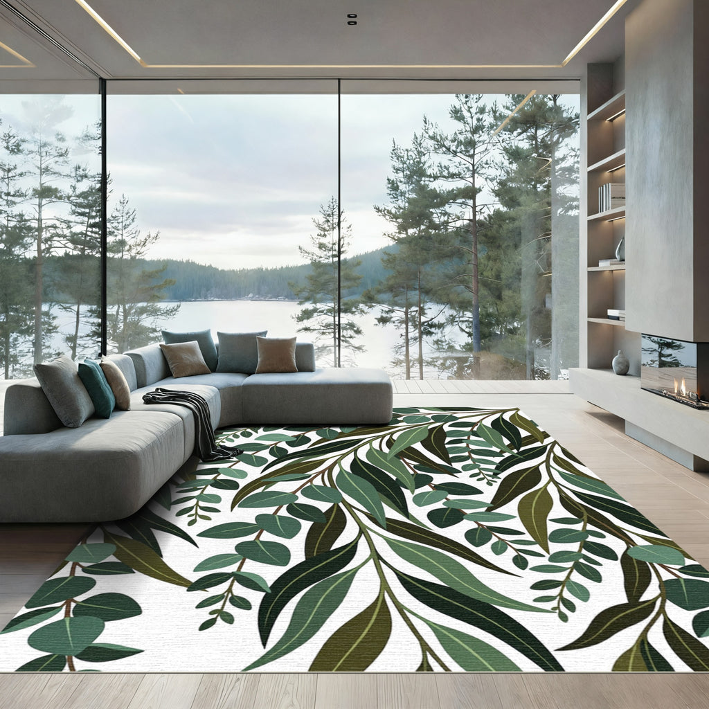 Lush Green Eucalyptus Branch Willow Rug