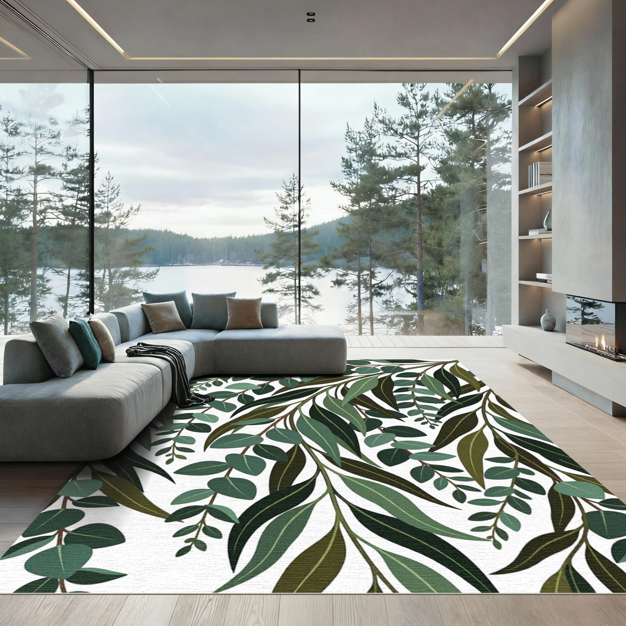 Lush Green Eucalyptus Branch Willow Rug