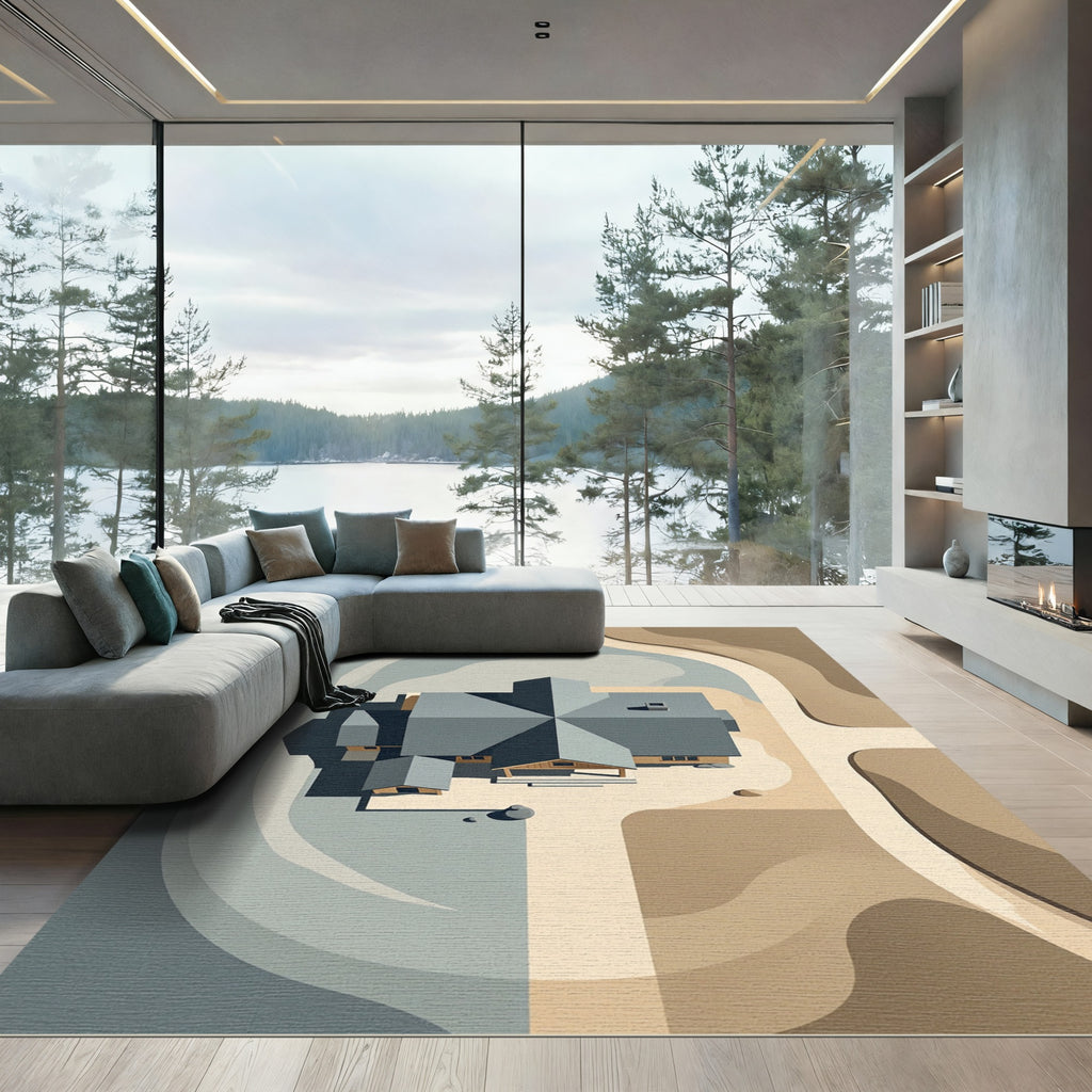 Neutral Earth Tones Aerial View Rug