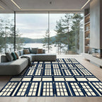 Deep Blue Architectural Window Facade Rug