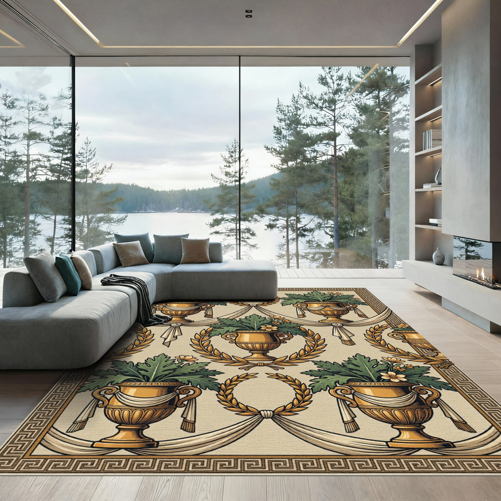 Golden Urn Laurel Garland Draping Rug