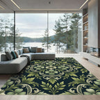 Elegant Sage Green Floral Damask Rug