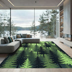 Emerald Green Forest Evergreen Trees Rug