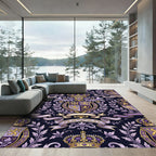 Regal Purple Gold Laurel Crown Crest Rug