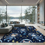 Cute Astronaut Cats in Deep Space Rug