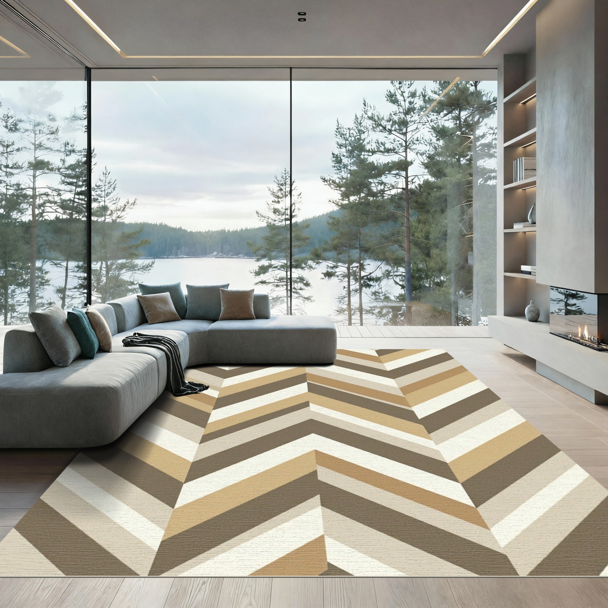 Earthy Chevron Stripe Arrangement Rug