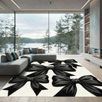 Elegant Black Bow Tie Illustration Rug