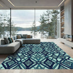 Teal Atomic Diamond Geometric Medallion Rug