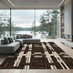 Woven Brown Beige Texture Interlace Rug