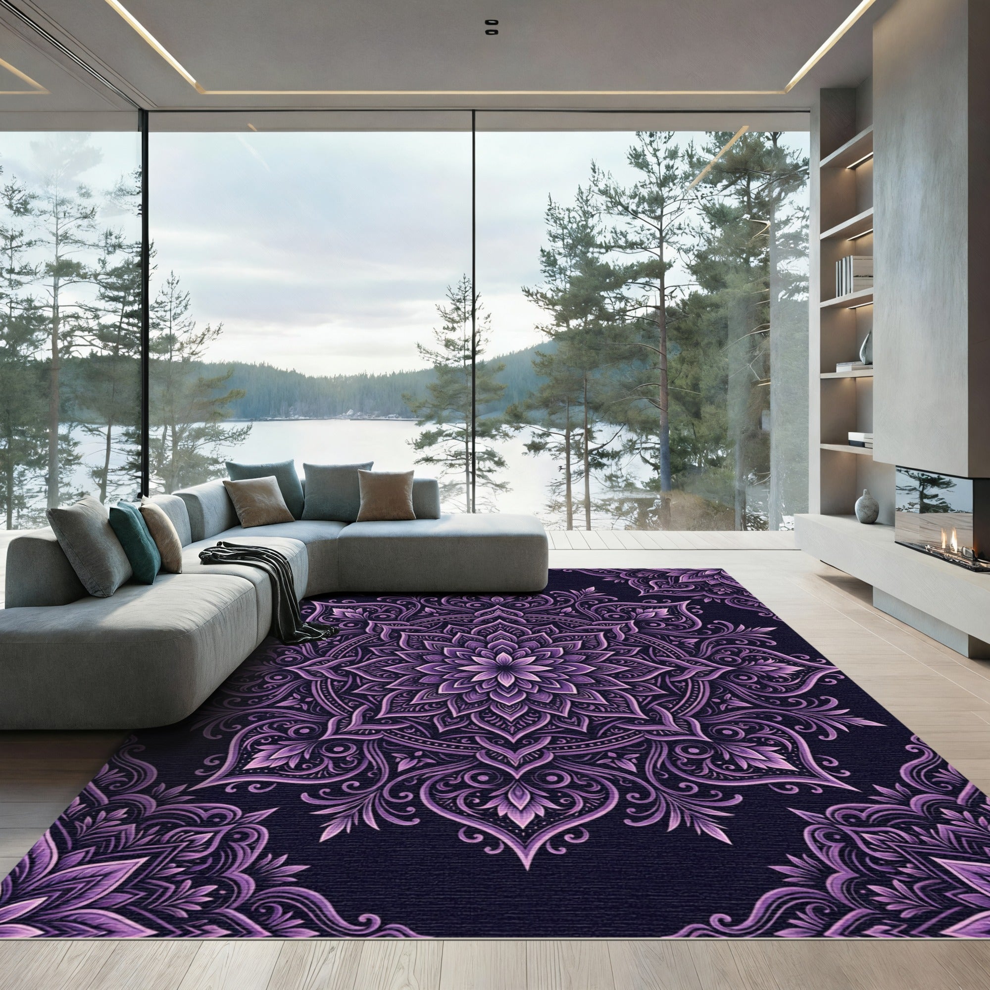 Amethyst Floral Mandala Flourish Rug