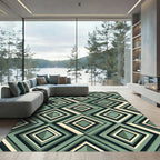 Sage Green Geometric Layered Diamond Rug