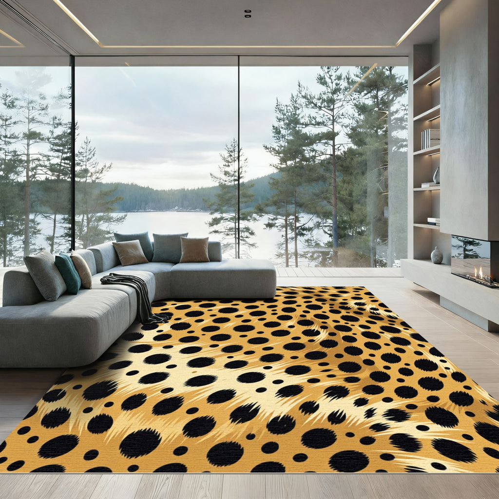 Golden Wild Animal Cheetah Spot Rug