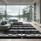 Modern Nautical Anchor Wave Stripe Rug