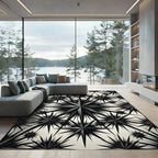 Dark Starburst Geometric Arrangement Rug