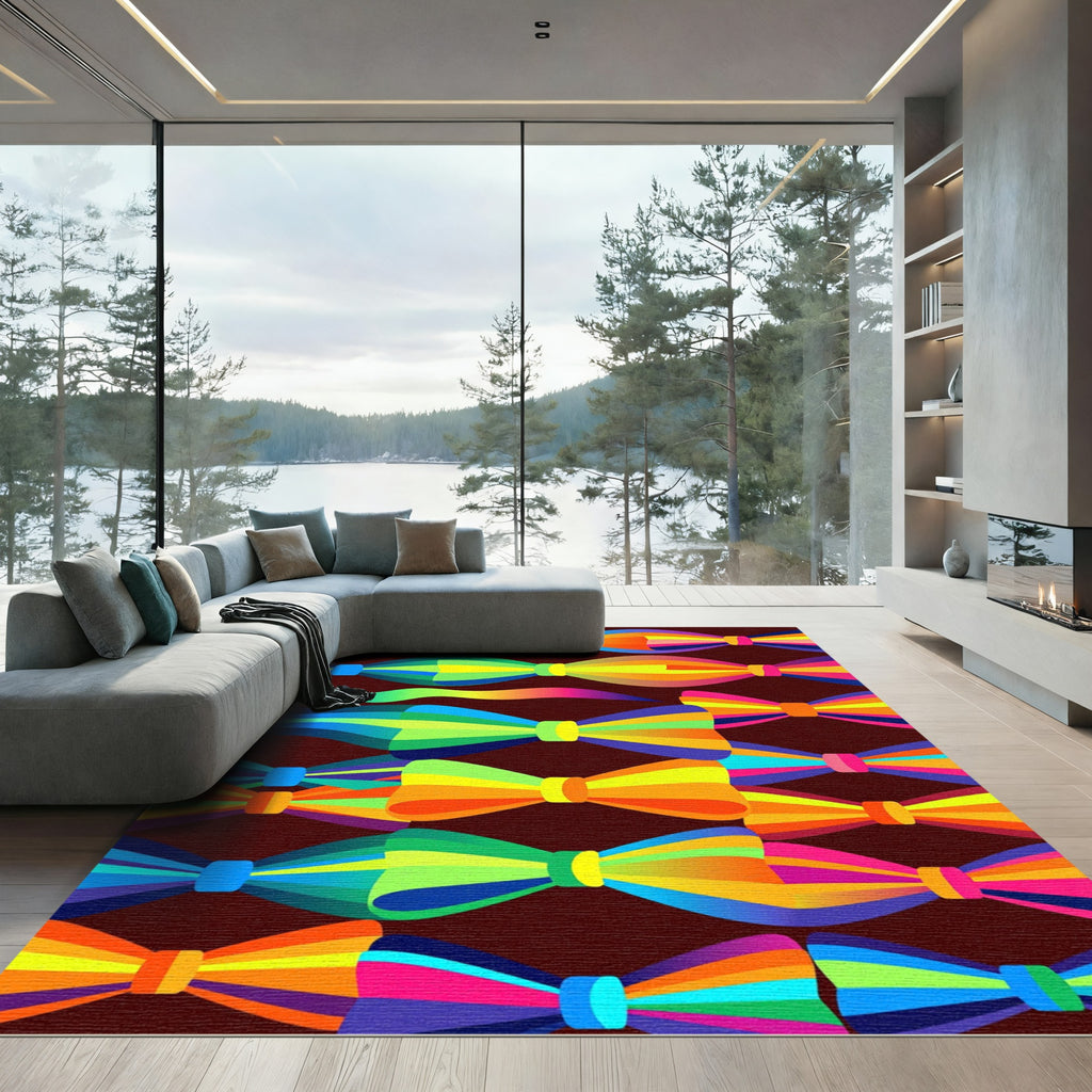 Colorful Rainbow Bow Tie Pattern Rug