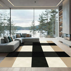 Classic Black Beige Gingham Check Rug