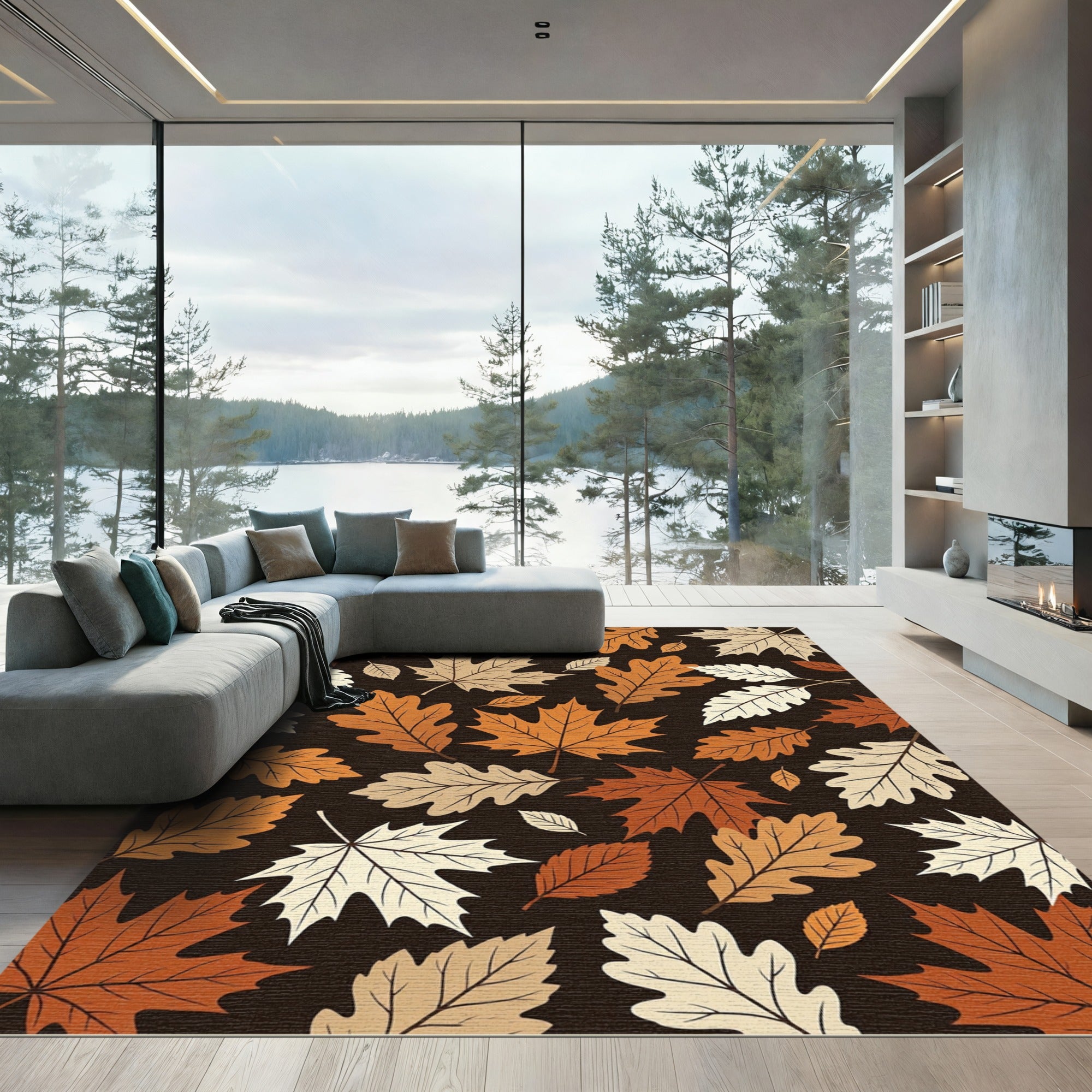 Autumn Harvest Maple Leaf Earthy Rug