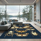 Dark Navy Vintage Entomology Insect Collection Rug