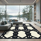 Sophisticated Midnight Arch Geometric Lattice Rug
