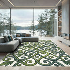 Intertwined Verdant Botanical Scroll Rug