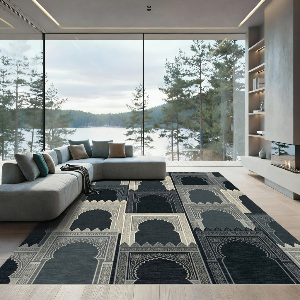 Monochromatic Archway Mosaic Repeating Pattern Rug