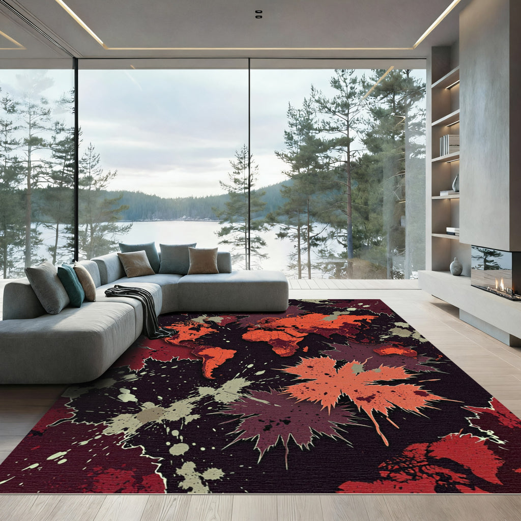 Abstract World Map Splatter Art Rug