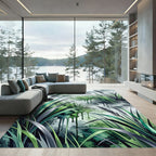 Ethereal Emerald Grass Watercolor Landscape Rug