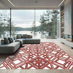 Copper Toned Geometric Lattice grid Rug