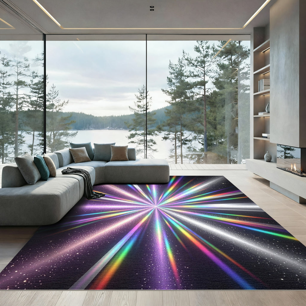 Radiant Rainbow Prism Light Energy Starburst Rug