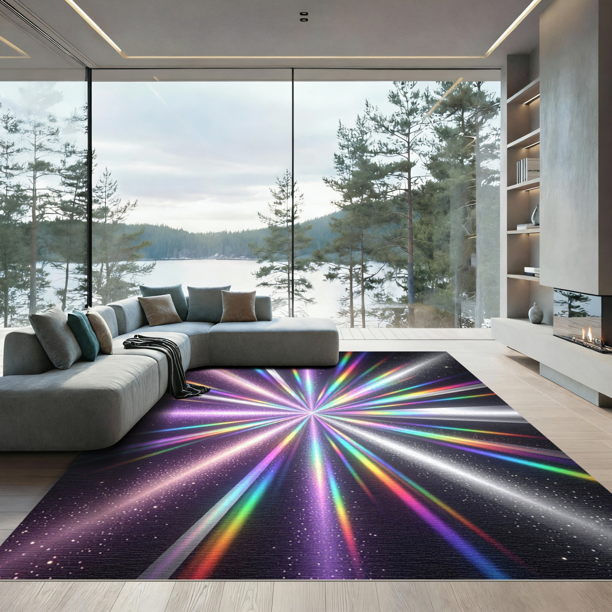 Radiant Rainbow Prism Light Energy Starburst Rug