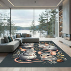 Whimsical Woodland Mice and Acorn Illustration Rug
