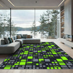 Neon Cyberpunk Grid Matrix Art Rug