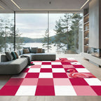 Pink Flamingo Checkerboard Art Rug