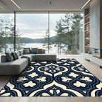 Midnight Navy Gothic Quatrefoil Tile Rug