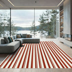 Bold Red Cream Subtle Stripes Rug