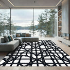 Bold Black Geometric Network Rug
