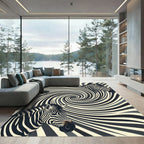 Monochrome Zebra Swirl Vortex Rug