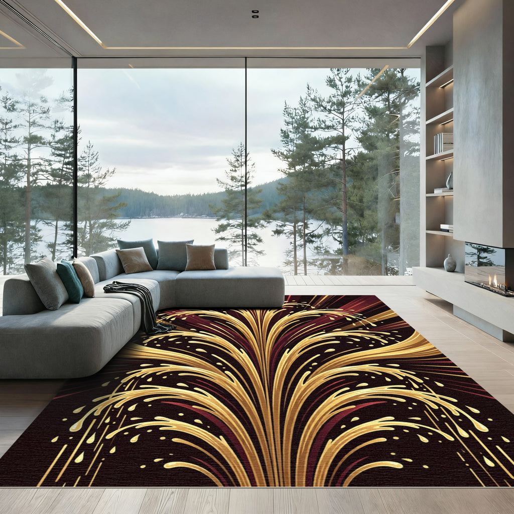 Golden Burst Splash Radiating Flare Rug