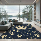 Celestial Paw Print Navy Starry Sky Rug