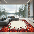 Playful Red Tomato Polka Dot Border Rug