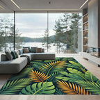 Lush Golden Tropical Foliage Rug