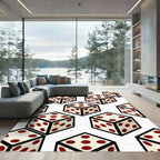 Isometric Dice Cream And Maroon Grid Rug