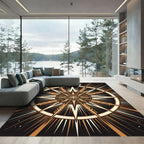 Celestial Golden Starburst Geometric Rug
