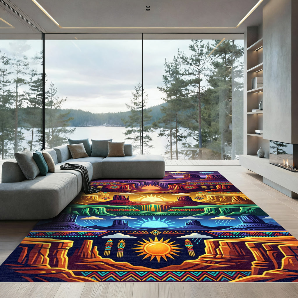 Vibrant Southwestern Landscape Mesas Sun Rug