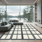 Grid Layout Cream Gray Composition Rug