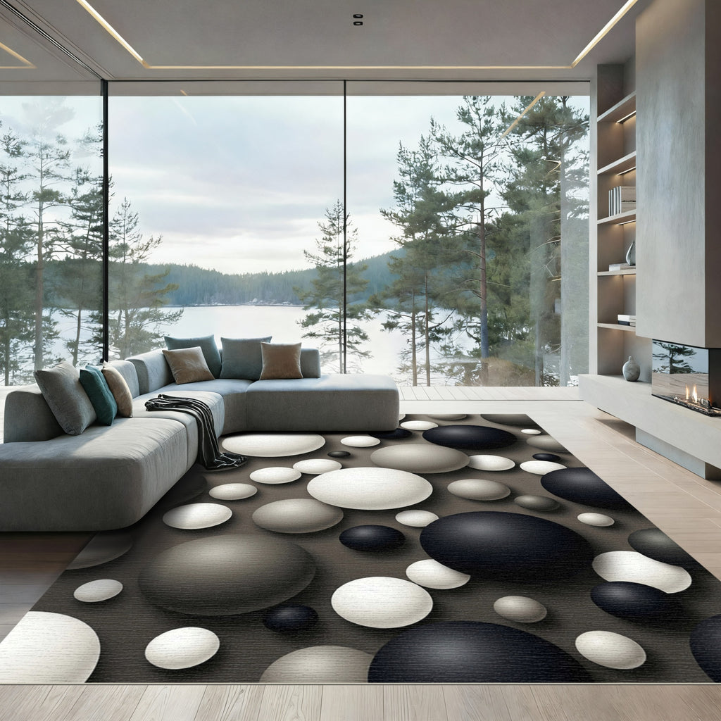 Monochromatic Spherical Abstract Polka Dot Rug