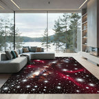Crimson Cosmic Starry Nebula Rug