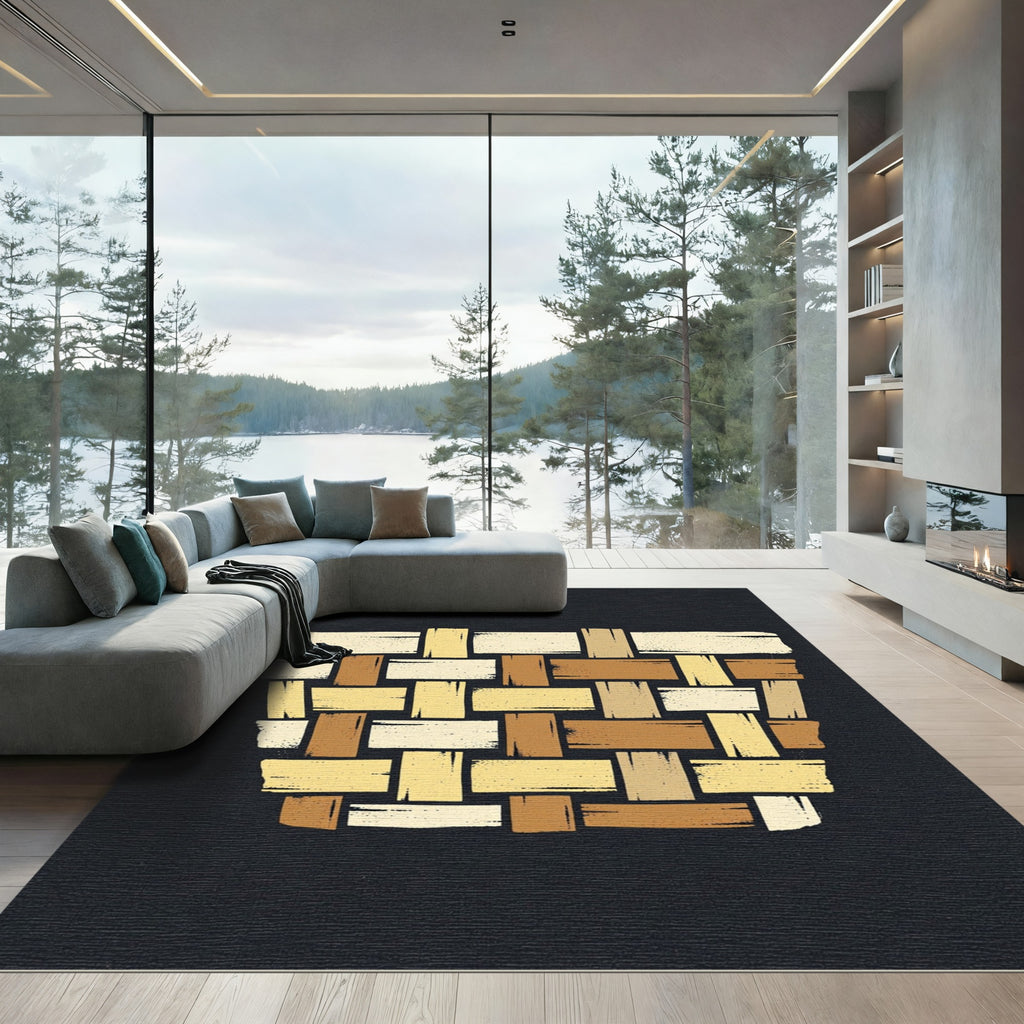 Woven Basket Earthy Tone Intersecting Rug