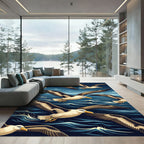 Soaring Seagulls Above Deep Ocean Waves Rug